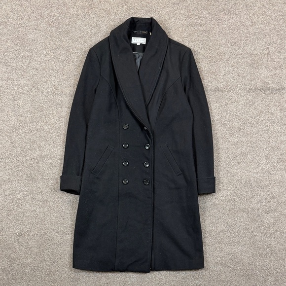 Pelle Studio Jackets & Blazers - Vintage Black Wool Blend Double Breasted Long Overcoat Women’s 16 Shawl Collar